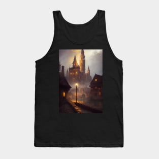 Medieval Fantasy Village at night Tank Top